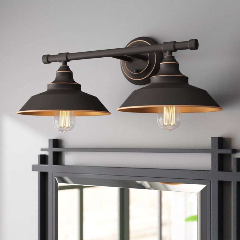 Éclairage de salle de bain à intensité variable 2 lumières Myndi, Bronze huilé, Non