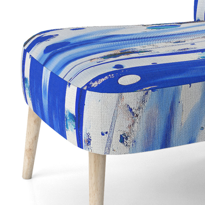 Chaise d'appoint, motif floral beige tapissé - motif floral beige II, Bleu / blanc