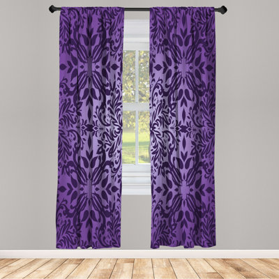 Microfiber Floral Semi-Sheer Rod Pocket Curtain Panels