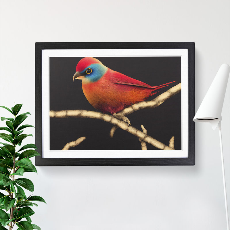 XH1022-8327X Stimulating Bird - Single Picture Frame Print, Black, 46cm H x 64cm W x 2cm D