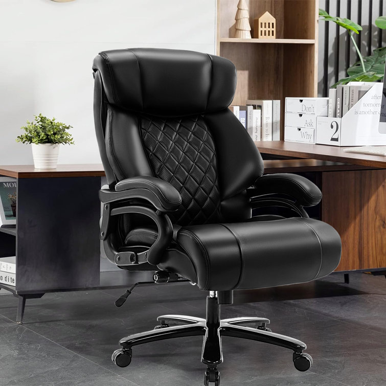 Tatte Big Tall Heavy Duty Leather Office Chair with Adjustable Built in Lumbar Support Wildon Home