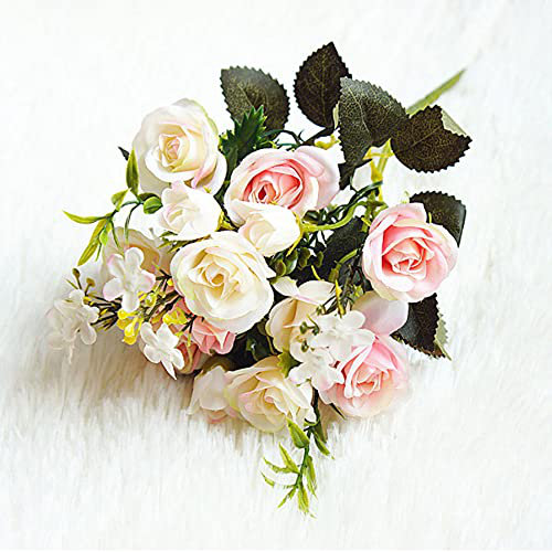 Faux Silk Rose Arrangement, Light Pink