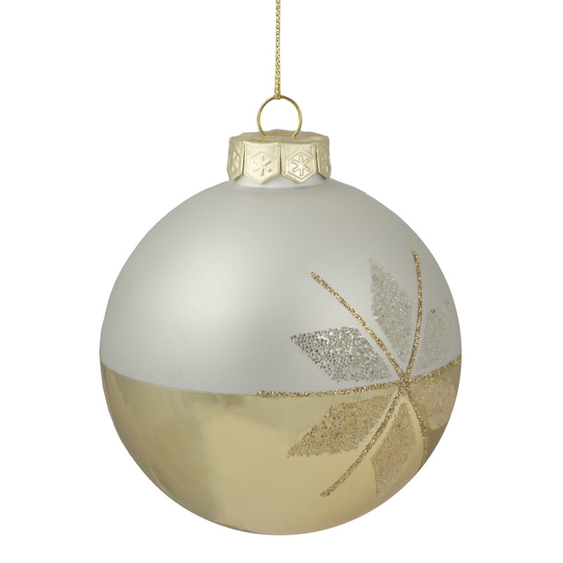 Ornement de Noël en forme de flocon de neige 4 po or et blanc