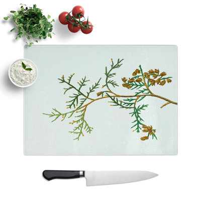 Tempered Glass White Cedar Tree Branch by Pierre-Joseph Redoute Chopping Board