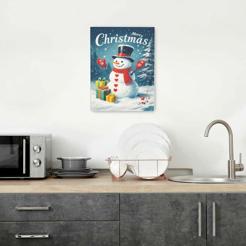 Merry Christmas Snowman Wall Art 30x40cm