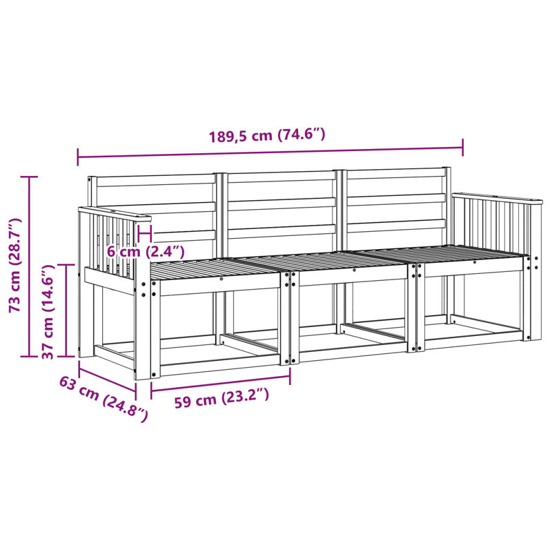189.5cm Wide Patio Sofa