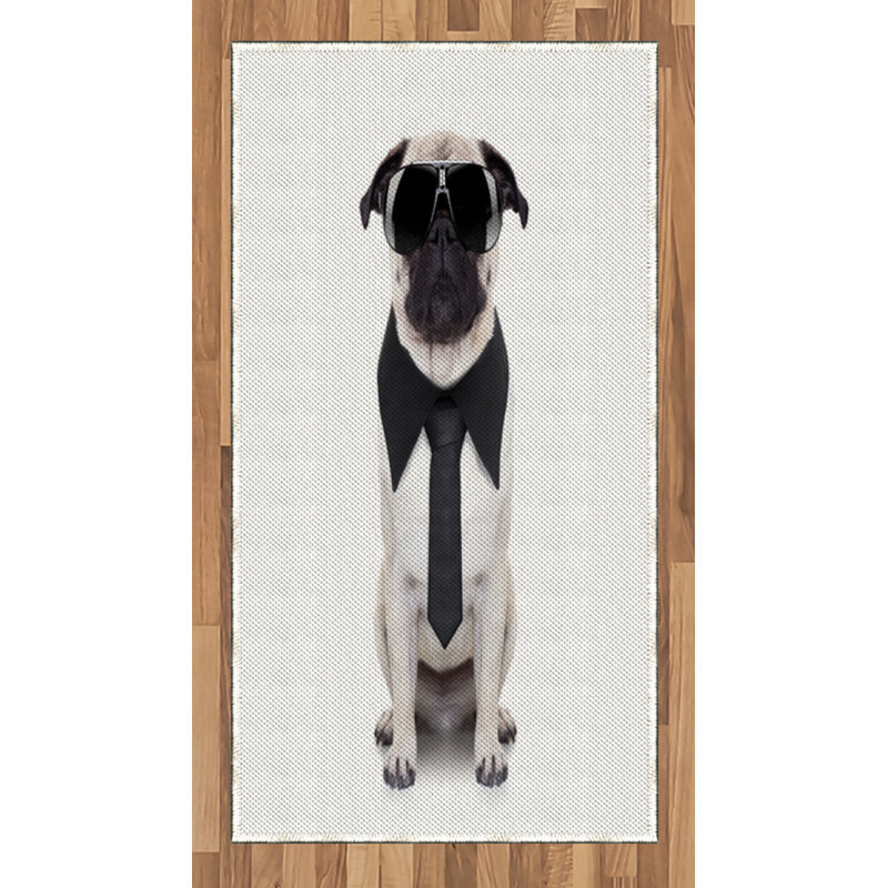 Pug High Density Long Fiber Poly Threads Decorative Area Rug Carpet, Rectangle 2'7" x 5'