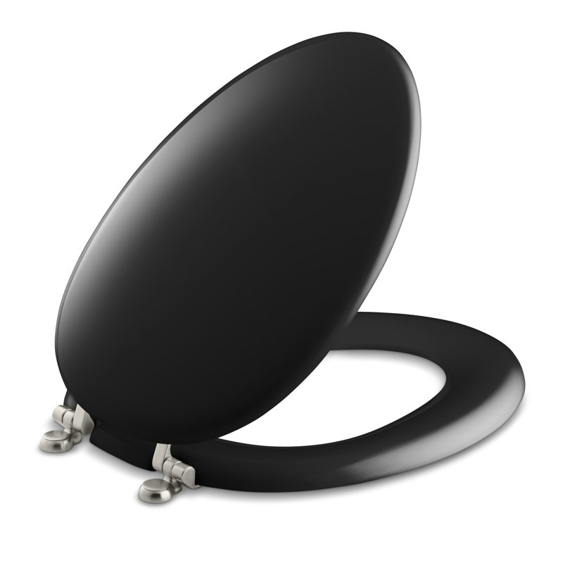 Kathryn Elongated Toilet Seat, Black, Polished Chrome