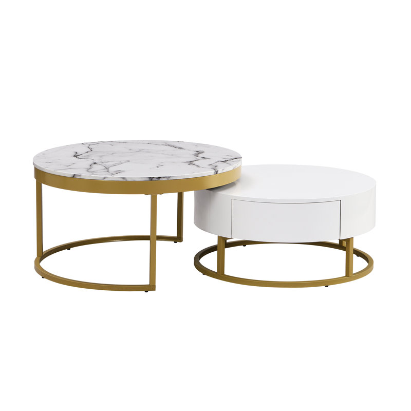 Nahom Nesting Coffee Table, Dark White