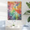 «Blue and Pink Cubist Marine Exploration I» - corail sur bois
