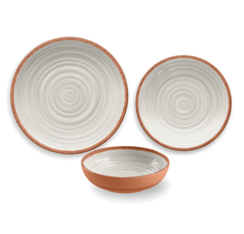 Ensemble 12 pièces de vaisselle en mélamine, service pour 4 Rustic Swirl, Côte-d’Ivoire