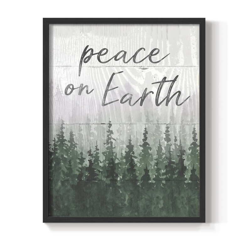 «Peace on Earth», reproduction encadrée - bois massif, H 11 po x l 9 po, Noir, noir, noir, noir