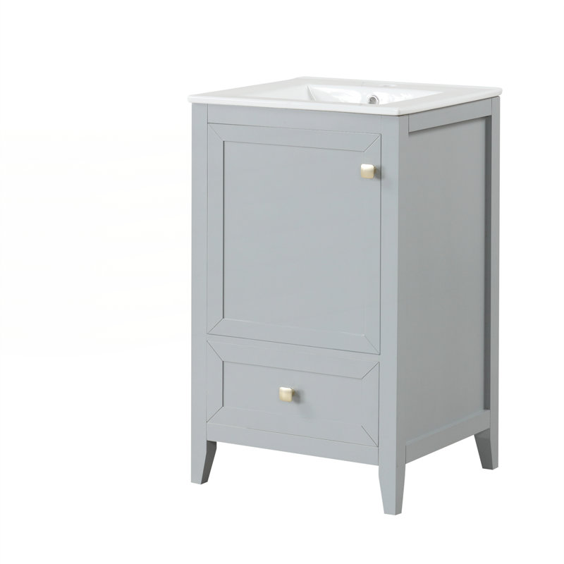 Meuble-lavabo de 20 po avec lavabo, Gris
