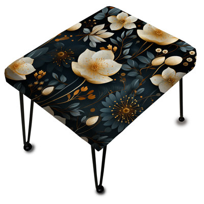Blanc mystique Reverie Floral Delights - Repose-pieds rectangulaire floral