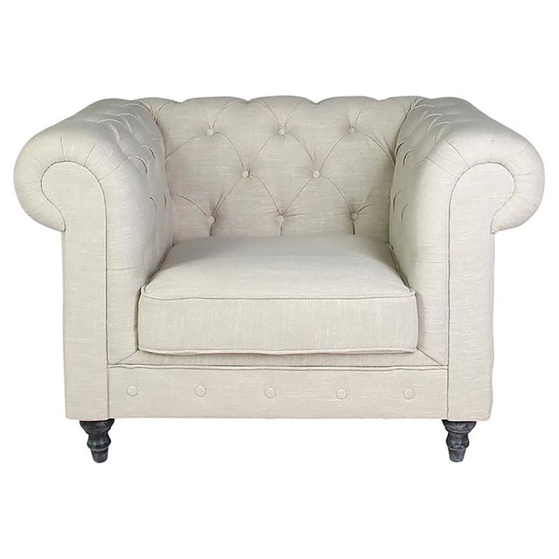 Milan 50'' Wide Tufted Linen Chesterfield Chair