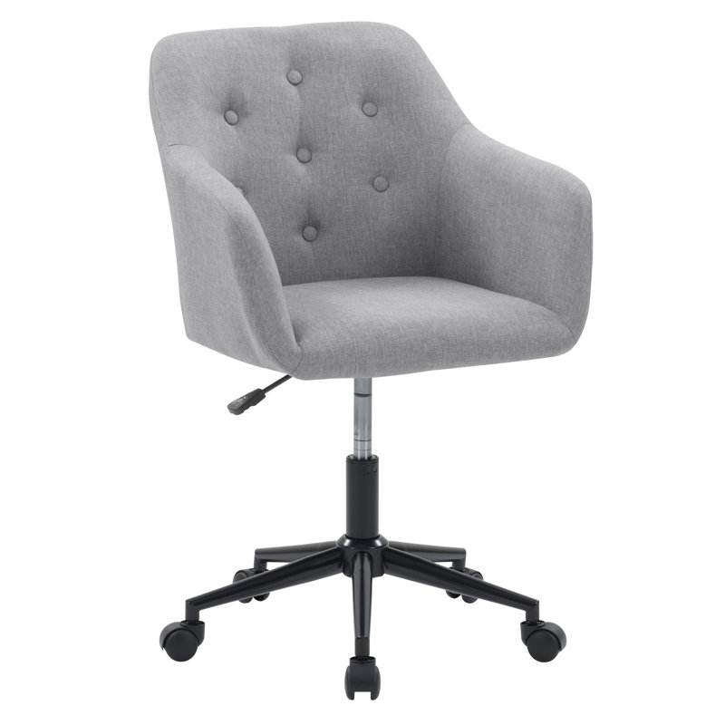 Chaise de travail capitonnée à boutons Hauk, Gris clair