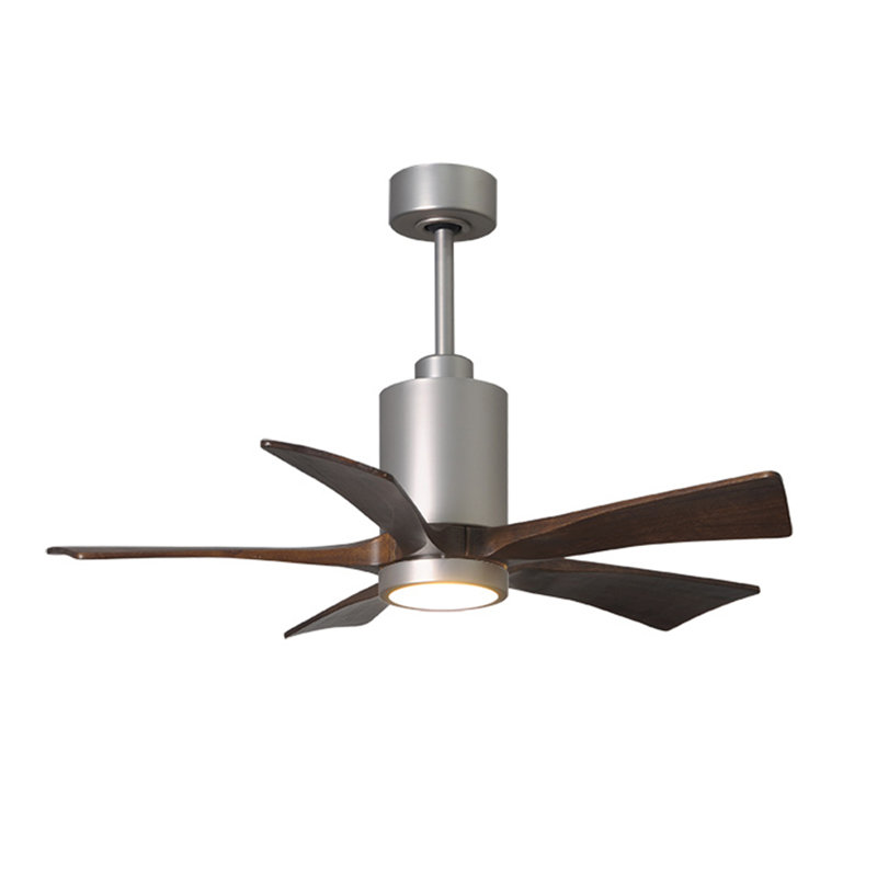 Patricia LED Downrod Ceiling Fan, Brushed Nickel, Walnut Tone