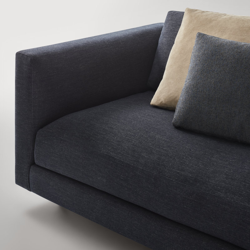 Hands Down Sofa, Tofte Navy Polyester Blend, 35" H x 94" W x 38" D, Camel Velvet/Sanford Navy Polyester Blend