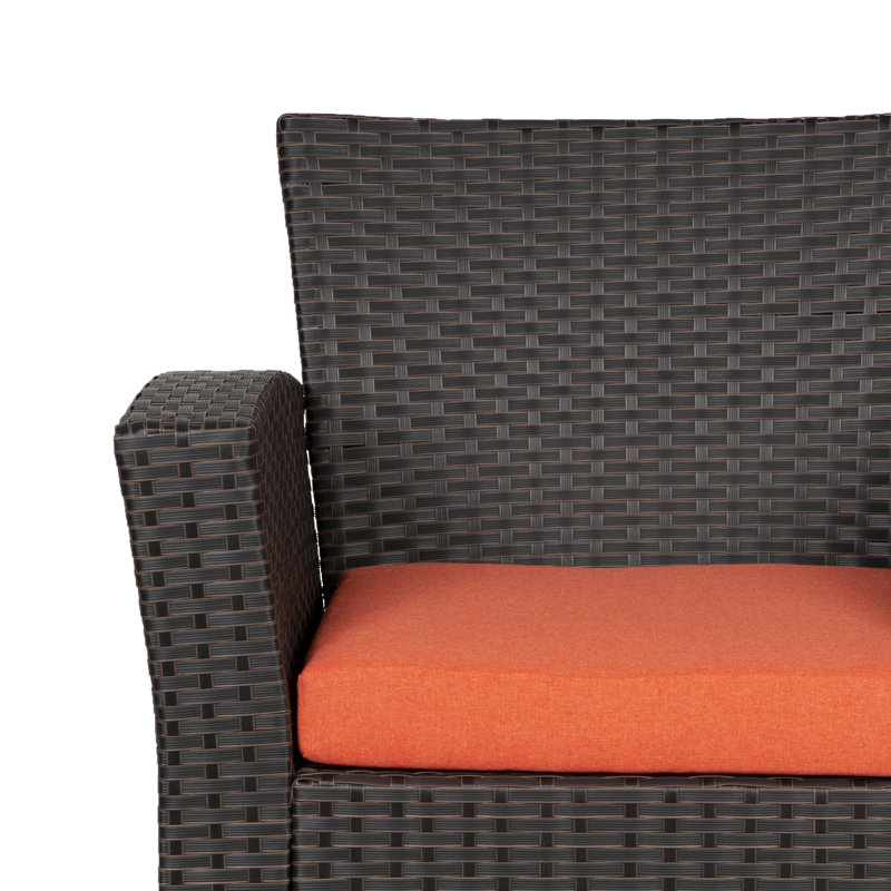 Tisdale 4-Piece UV Resistant Outdoor Conversation Set with Cushions, Orange Performance, Chocolate