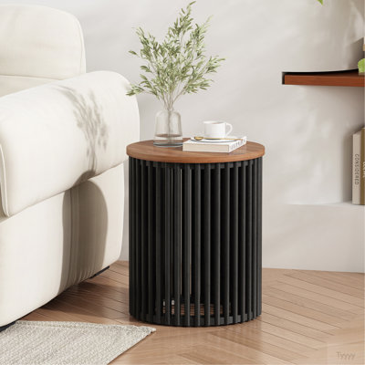 ACACIA SOLID WOOD SIDE TABLE,NATURAL & BLACK COLOR