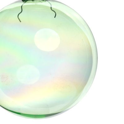 Green and Clear Shiny Iridescent Glass Christmas Ball Ornament
