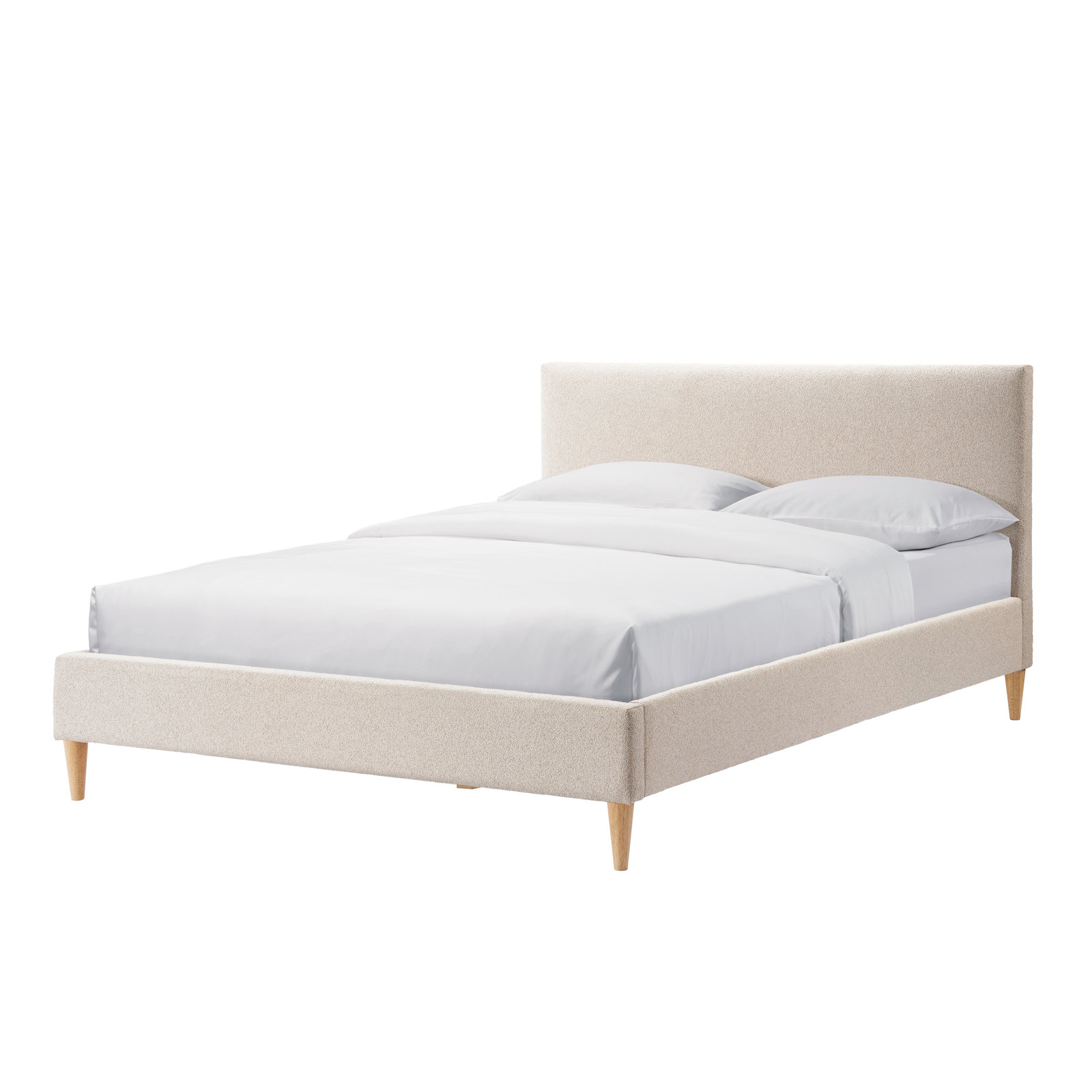 Nova Boucle Platform Bed, Queen, Beige Boucle