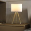 Lampe de table à trépied moderne réglable en laiton / or brillant de 35,5 po à 25,75 po de hauteur pour salon, table de chevet, lampe de chevet pour chambre à coucher, lampe à DEL