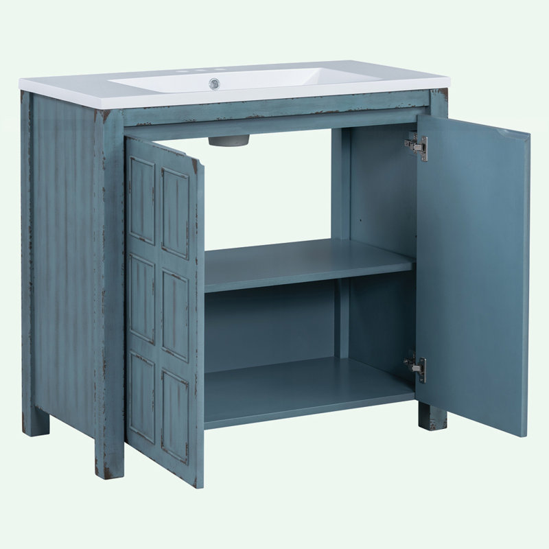 Organisateur de meuble-lavabo avec lavabo Retro, Bleu
