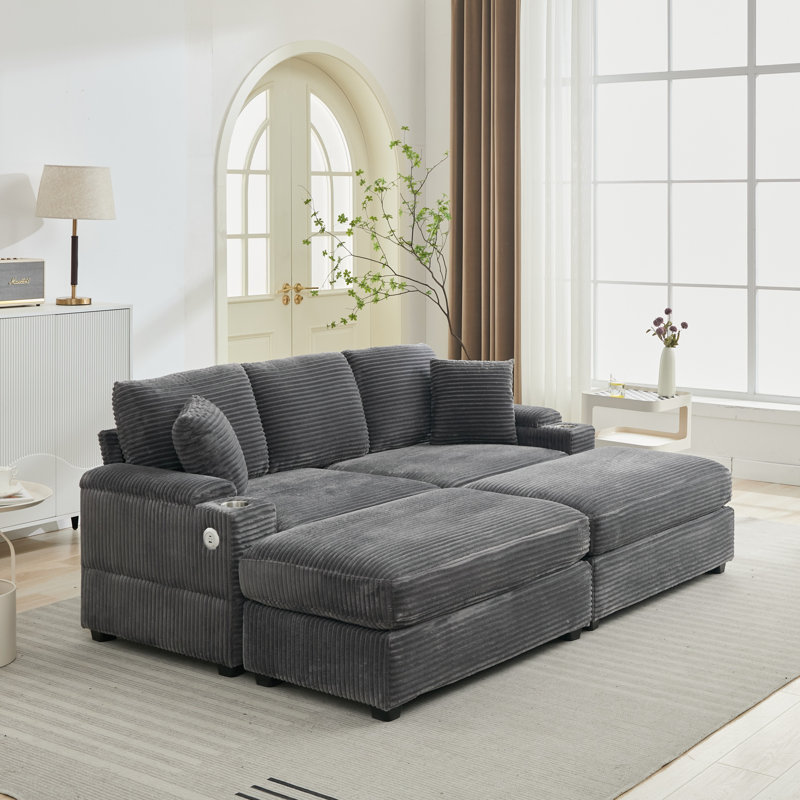 Combination Modular Convertible Sectional Sofa Bed Set,Armrest Storage