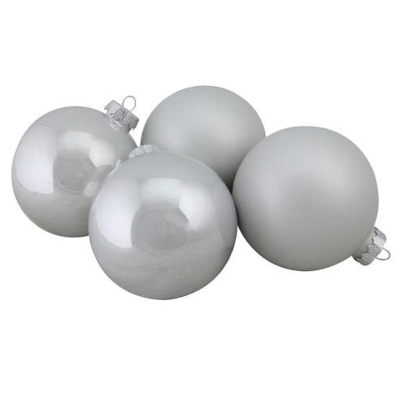 Ornement boule de Noël en verre à 2 finitions, Blanc