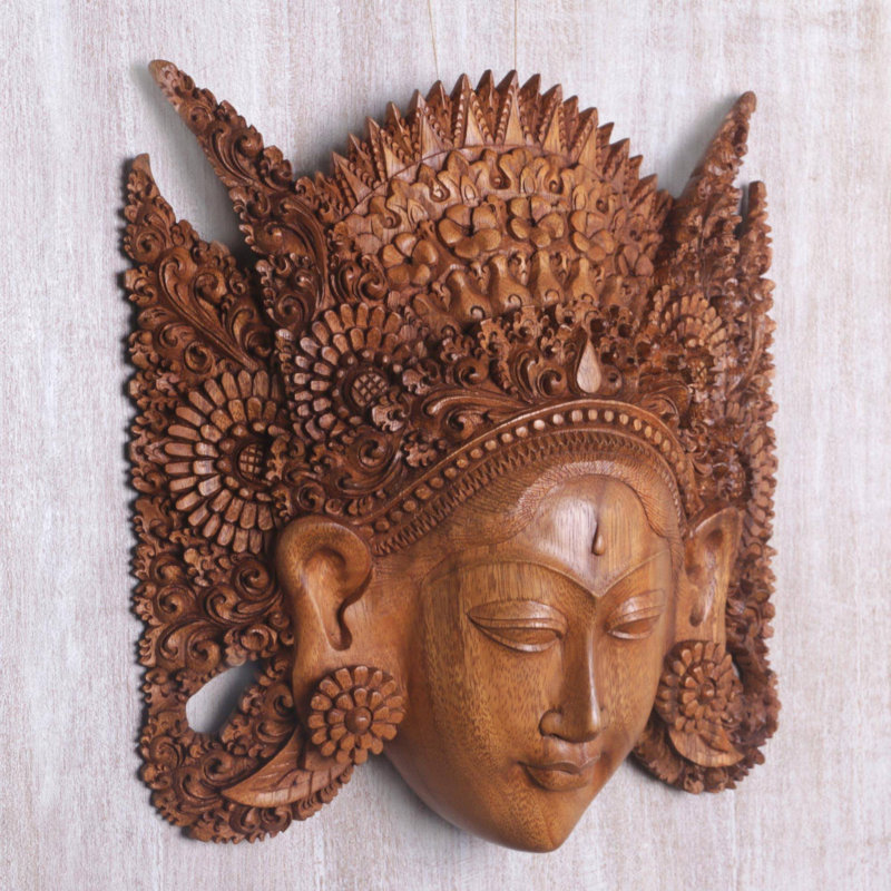 Décoration murale magnifique masque en bois sita