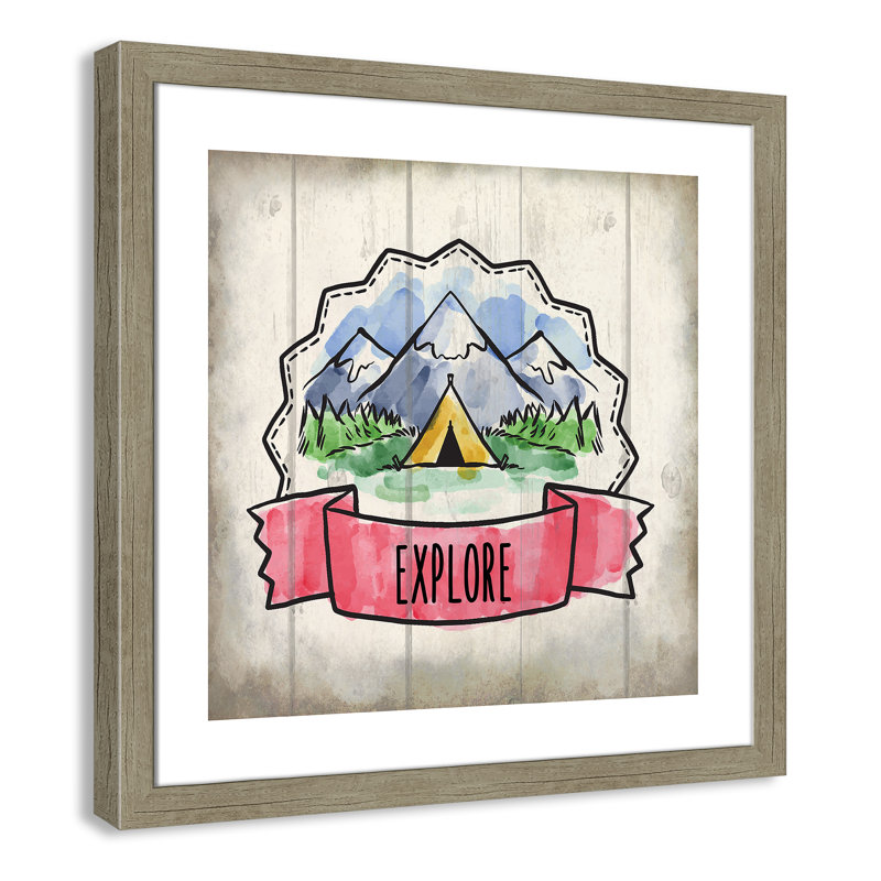 «Adventure is out There 2», art encadré, Encadré plat de bois de grange gris, H 22,5 po x l 22,5 po x P 0,6 po