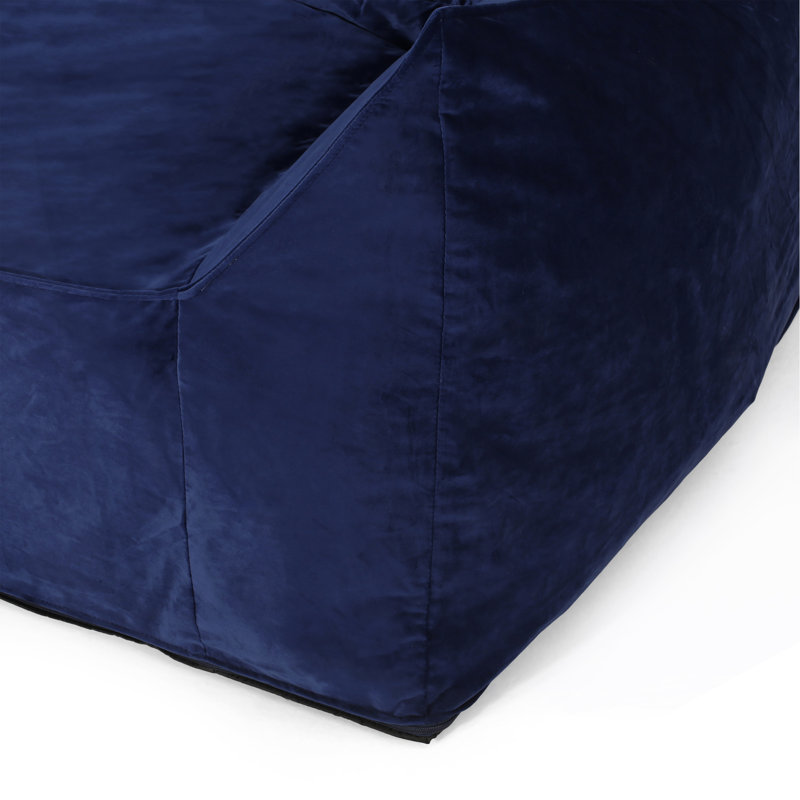 Comfortable Armrested Bean Bag Chair For Relaxation And Style, 32" H x 60" W x 40" D, Blue Solid Velvet