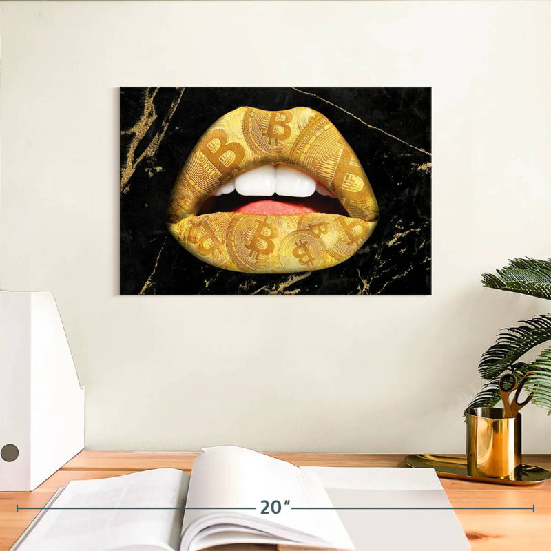 Shuttleworth Bitcoin Gold Lips, 8" H x 12" W