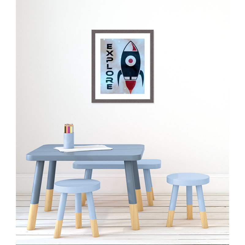 Explorer l’espace, 24.5" H x 20.5" W x 0.63" D, Encadrement fil du bois gris