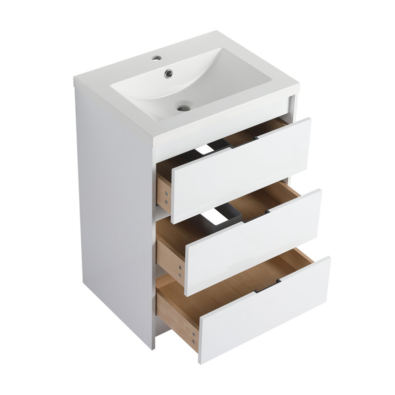  Ensemble de meuble-lavabo autoportant 48 po avec lavabo en résine et armoire 48 po Minimalist