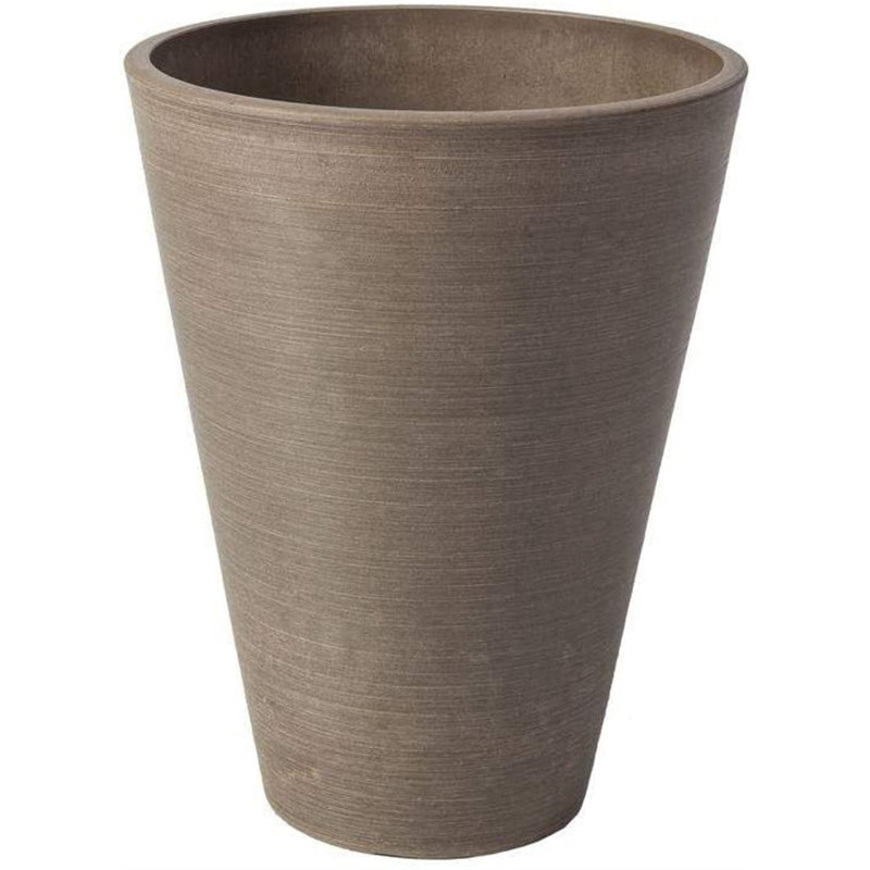 Miley Tall Round Taper Pot Planter, Taupe, 18" H x 8.5" W x 12" D