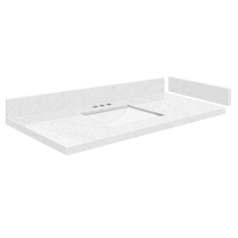 40.5'' Quartz Single Bathroom Vanity Top with Sink, Statuario
