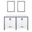Meuble-lavabo double l 60 po x P 22 po, plateau en marbre de culture et miroirs 22 po-217516411