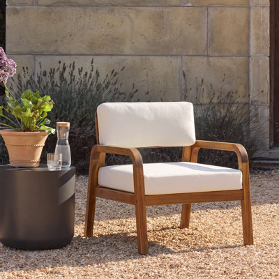 Chaise longue d'extérieur en bois d'acacia avec coussins amovibles