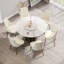 Table de salle à manger 53,15 po en pierre artificielle ronde avec base en fer blanc pouvant accueillir 6 personnes - 23,62 po (avec chaises)-1634642796-1634642799