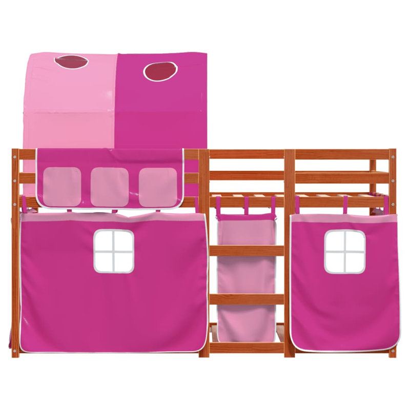 Wobnar Solid Wood Bed, Light Brown/Pink, Single (3')