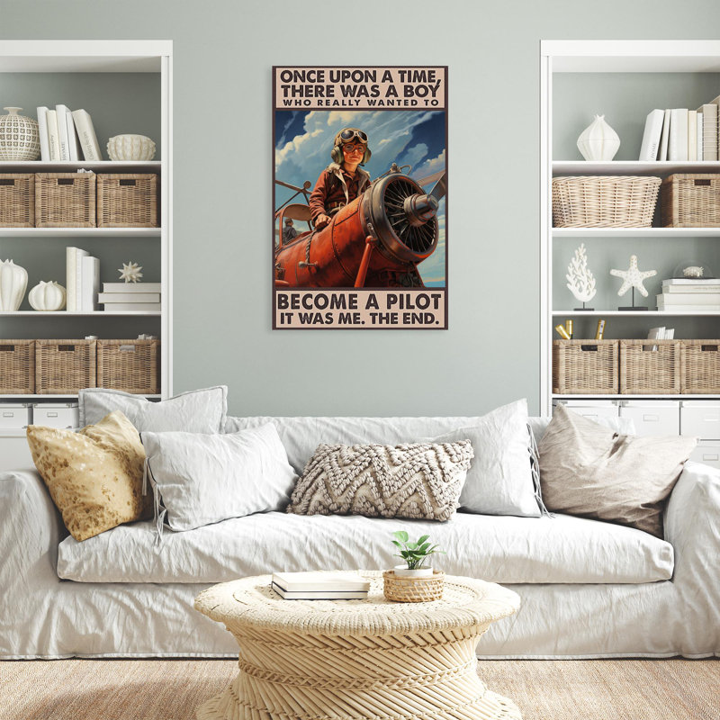 Koan, un garçon à devenir pilote - 1 pièce, reproduction d'art graphique sur toile tendue, H 14 po x l 11 po x P 1,25 po