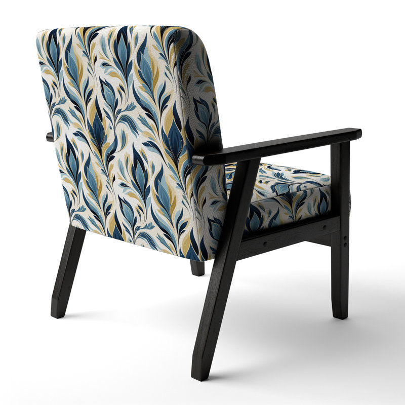 Fauteuil d'appoint vintage bleu et vert Ikat Simplicity - Velours rembourré victorien