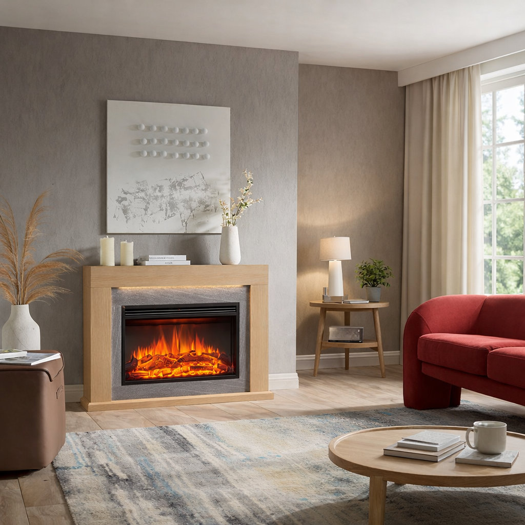 FLAMME Madura Electric Fireplace with surround with 2kW Fireplace Heater Espresso Oak Multiple Colours Available