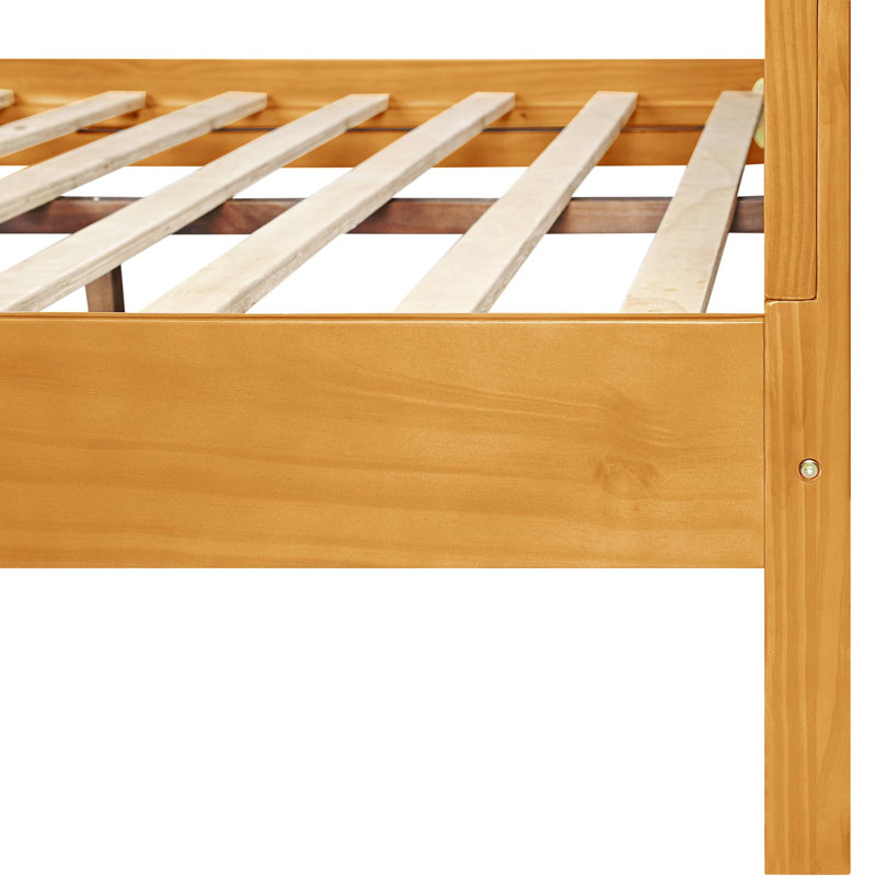 Caroline Platform Bed with Paneled Headboard and Footboard, Oak, Queen