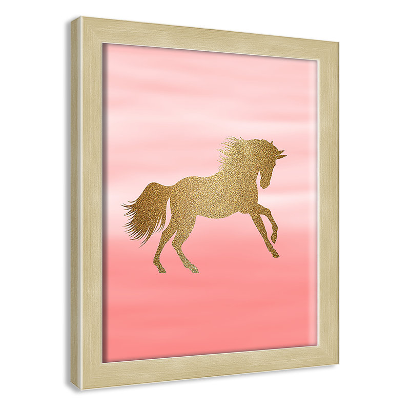 Art encadré ombré rose 1 ', H 10 po x l 8 po x P 1,18 po, Cadre boîte en grain de bois champagne