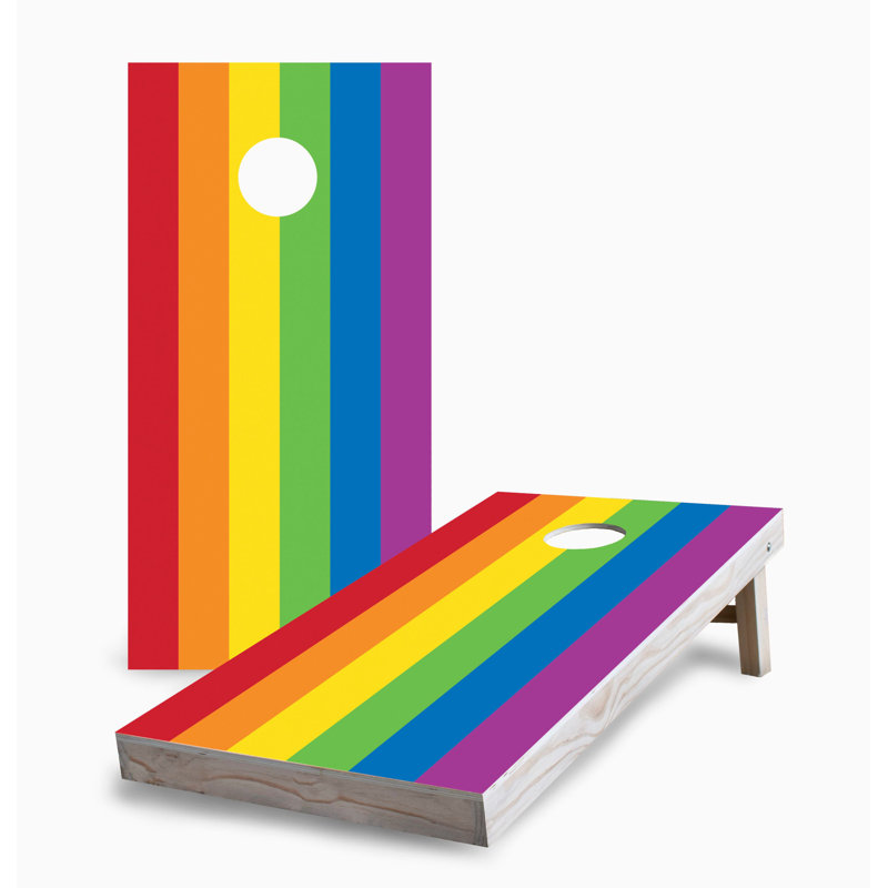 Ensemble de jeu de cornets 2 x 4 Rainbow Pride Flag | Comprend (2) planches (8) sacs et accessoires optionnels