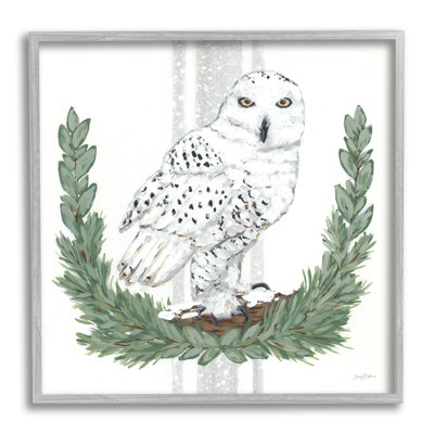 Illustration de charmants lauriers entourant un hibou des neiges par Sara Baker - dessin
