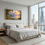 «Lakeside Villa and Mountains With Golden Sunset», art mural sur toile-1958128539